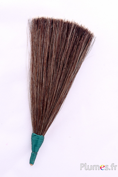 Touffe décorative à poils - long. 17 cm - marron-crème naturel